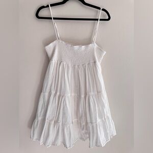 Zara White Tiered Babydoll Mini Dress